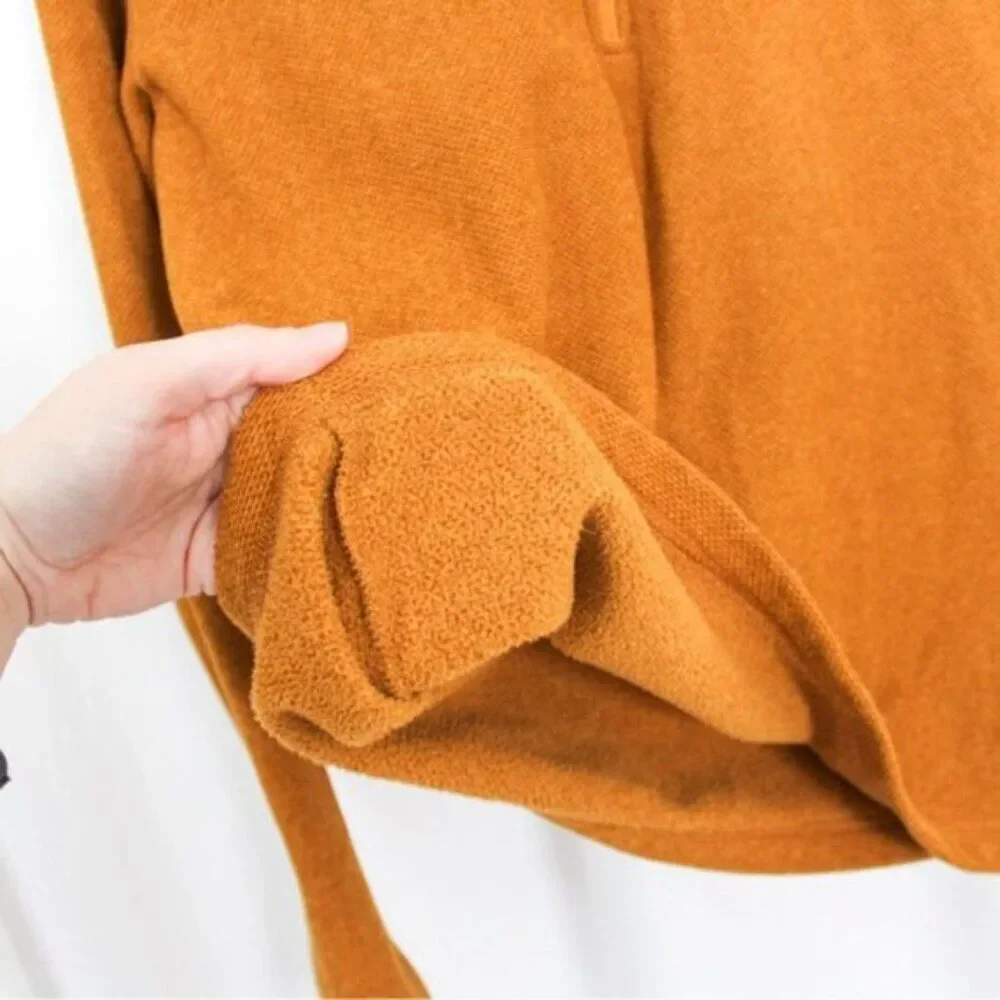The North Face Men's Textured Quarter Zip Pullover Sweatshirt Orange Medium
